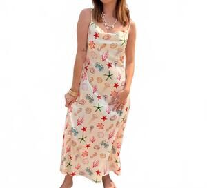 NEW MAINSTRIP women's the coral cove slip maxi dress in white